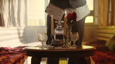 A man preparing the table for a date Stock-Footage 259595839