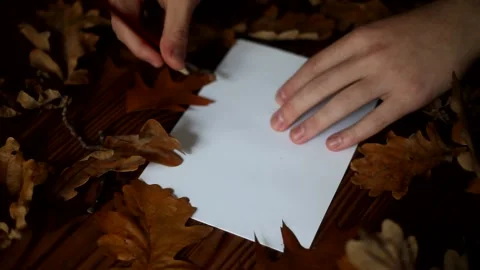 A man is preparing to write a letter. Autumn mood. Stock Footage 140097216