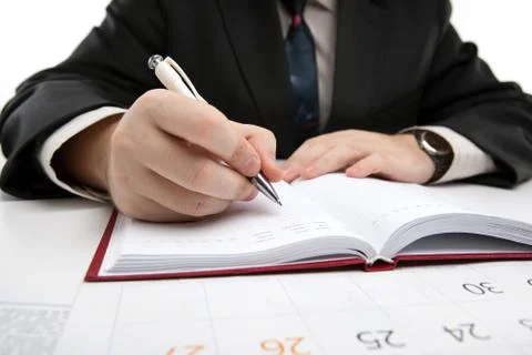 Man is preparing for written work Stock Photos