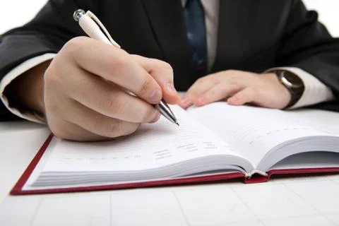 Man is preparing for written work Foto stock