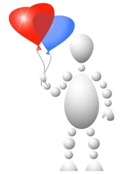 Man present blue and red balloons Stock Illustration