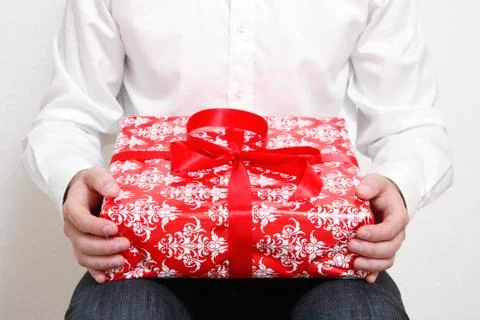 Man with present Stock Photos