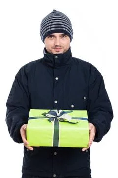 Man with present Stock Photos