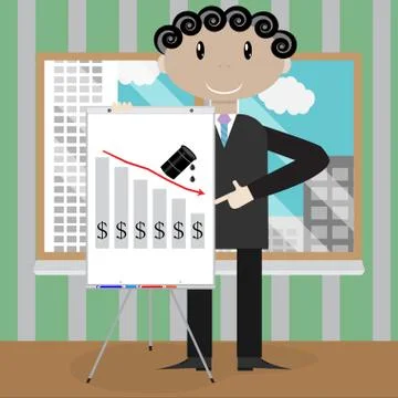 Man presentation oil fall crisis Stock Illustration