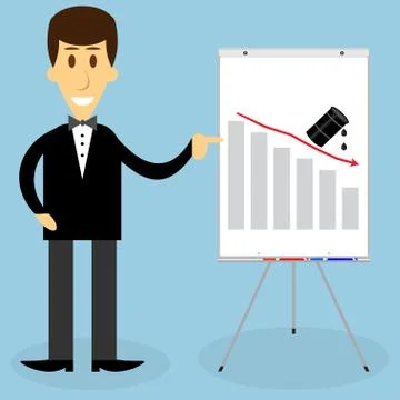 Man presentation oil fall Stock Illustration