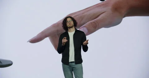 Man presenter entering the stage during AI artificial intelligence conference Stock Footage 244778544