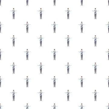 Man presenting blank white sign seamless pattern 库存插图