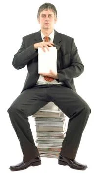 Man Presenting Empty White Book Stock Photos