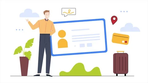 A man presenting his personal data. business animated illustration video Stock Footage 277018926