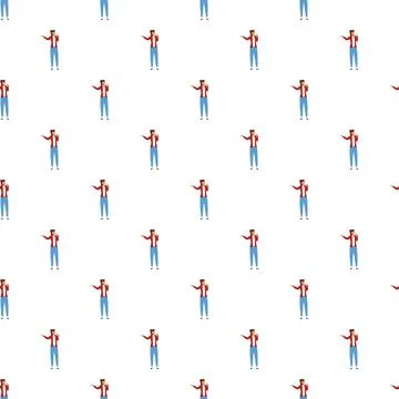 Man presenting information or guiding seamless pattern 스톡 일러스트