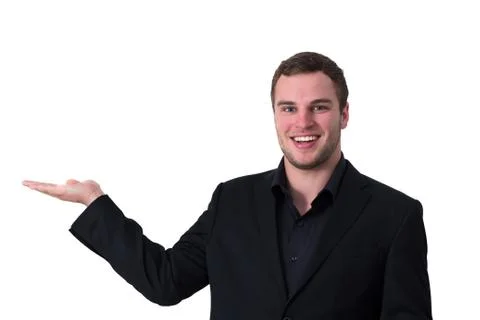 Man presenting isolated space Stock Photos