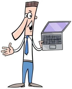 Man presenting notebook Cartoon Illustration of Man Doing Presentation wit... Stock Photos