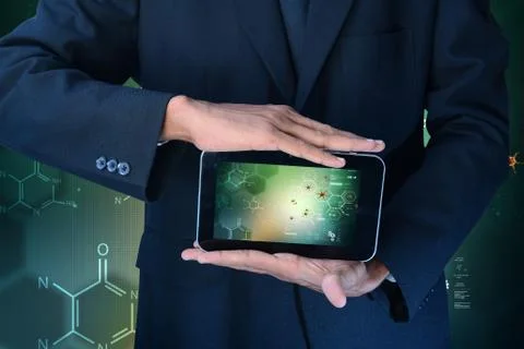 Man presenting tablet Stock Illustration