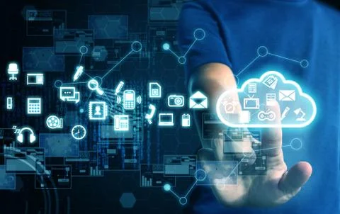 Man press cloud Foto stock