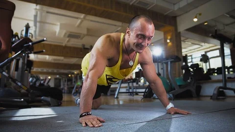The man pressed in the gym Stock Footage 81992267