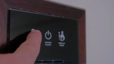 Man presses do not disturb touch button ... | Stock Video | Pond5