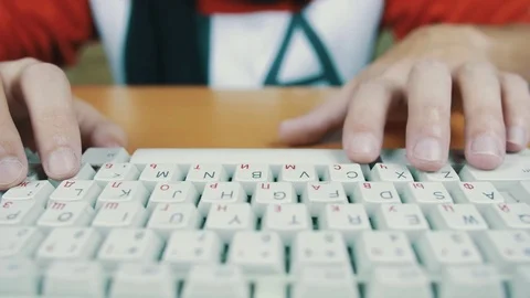 Man presses a hot key on a computer keyboard Stock Footage 70170522