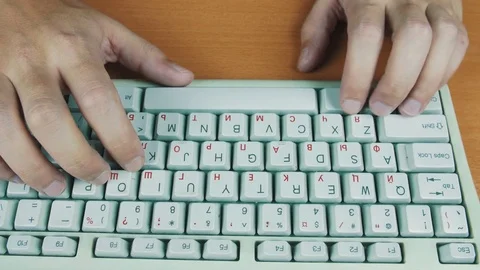 Man presses on the keyboard hotkeys Stock Footage 70170047