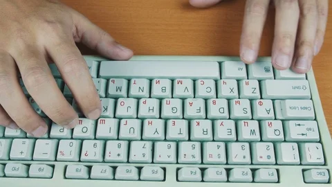 Man presses on the keyboard hotkeys Stock Footage 70170233