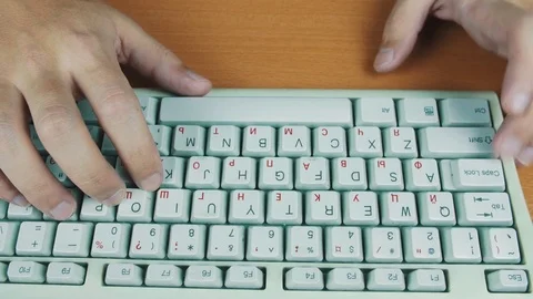 Man presses on the keyboard hotkeys Stock Footage 70170739