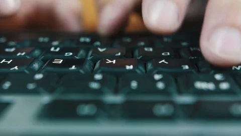 The man presses keys of the computer keyboard Stock Footage 70573677