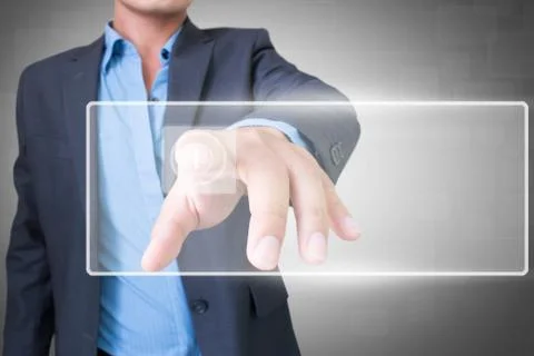 Man Pressing On Blank Screen Stock Illustration