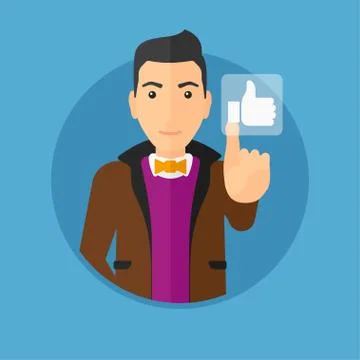 Man pressing like button. Stock Illustration