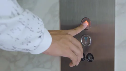 Man pressing elevator button,Finger pressing elevator button Video stock 160115922