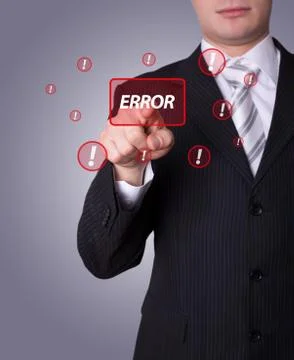 Man pressing ERROR button 写真素材
