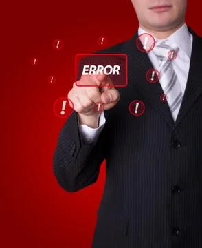 Man pressing ERROR button Foto stock