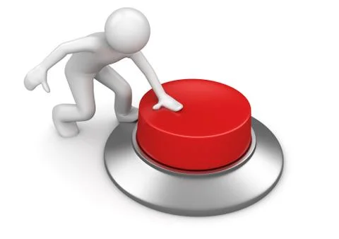 Man pressing red emergency button Stock Illustration