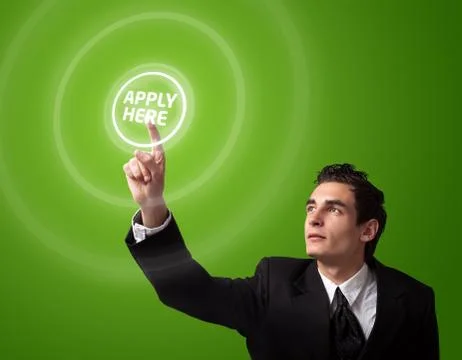 Man pressing a touchscreen button Stock Photos