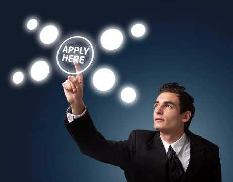 Man pressing a touchscreen button Stock Photos