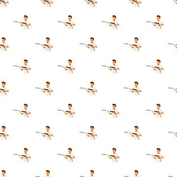 Man pressure washing seamless pattern cleaning background Stock Illustration
