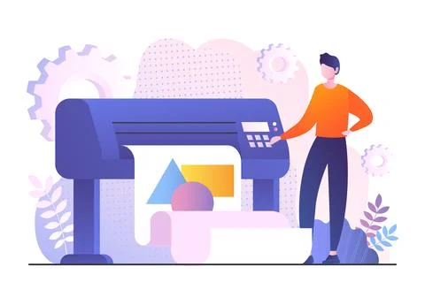 Man prints on paper Stock Illustration