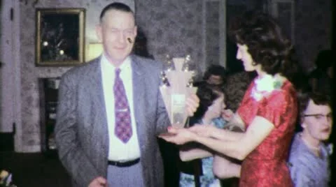 Man Prize AWARD WINNER CEREMONY Success Volunteer Vintage Film Home Movie 3776 Stock Footage