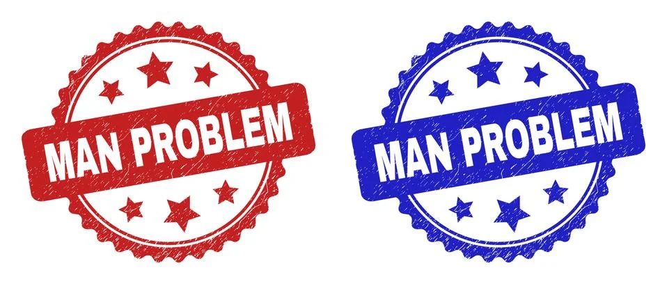 MAN PROBLEM Rosette Stamps with Unclean Style Illustrazione stock