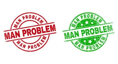 MAN PROBLEM Round Stamp Seals Using Unclean Style 스톡 일러스트