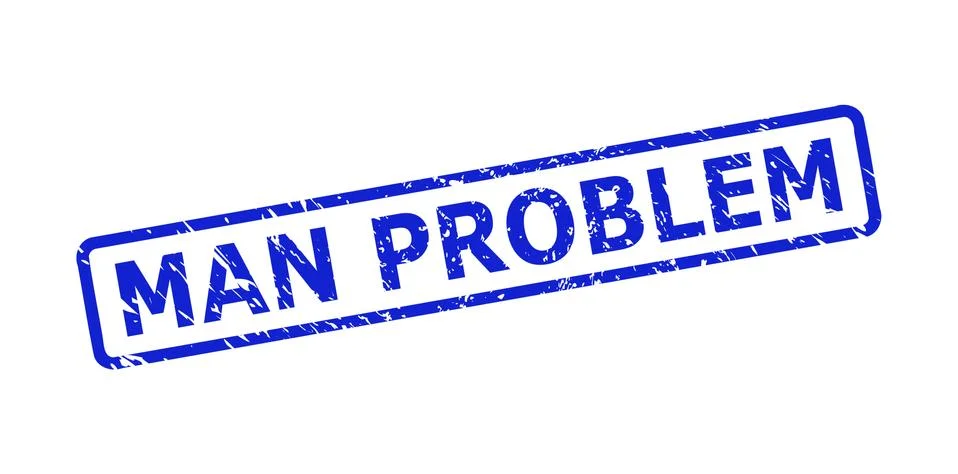 MAN PROBLEM Seal with Rubber Texture and Rounded Rectangle Frame Stock-Illustration