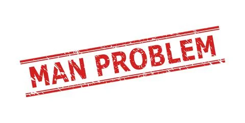 MAN PROBLEM Stamp with Rubber Surface and Double Parallel Lines Illustrazione stock