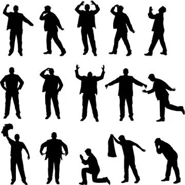 Man in problems silhouettes Stock Illustration