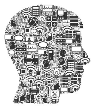 Man Profile Composition Icon for BigData and Computing Ilustração Stock