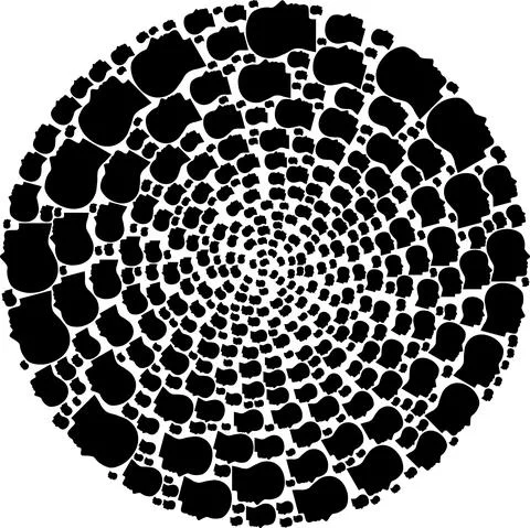 Man Profile Icon Exploding Spheric Globula Collage 스톡 일러스트