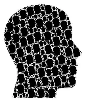 Man Profile Icon Recursive Collage Stock Illustration