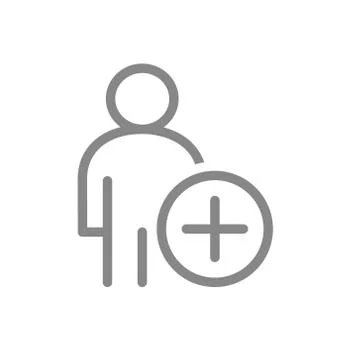 Man profile with plus line icon. Add user, customer symbol Stock Illustration