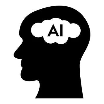 Man profile solid icon. Artificial intelligence vector illustration isolated on Illustrazione stock