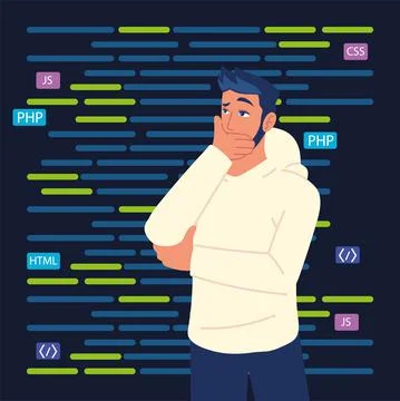 Man with program codes Stockillustratie