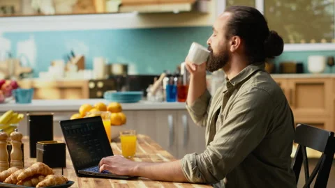 Man programmer, developing web code, software systems on laptop Stock-Footage 330441109