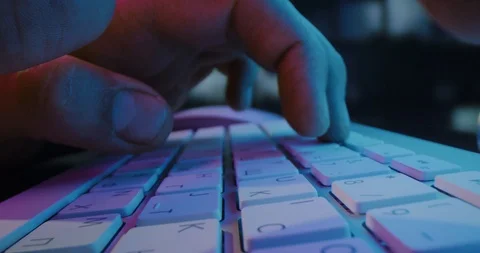 Man Programmer Fingers Working On Computer Dim Lit Communication Technology Stock Footage 122152885