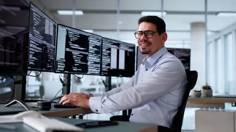 Man Programmer. Man Coding Stock Footage 305881821